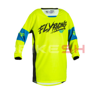 Dětský dres Fly Racing Kinetic Khaos (Hi-vis/černá/modrá)