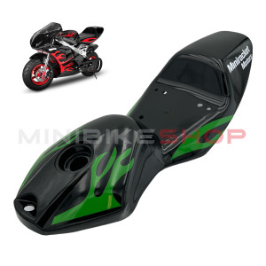 Kapotáž minibike PS77 černá + zelené plameny