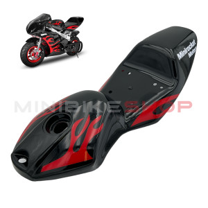 Kapotáž minibike PS77 černá + červené plameny